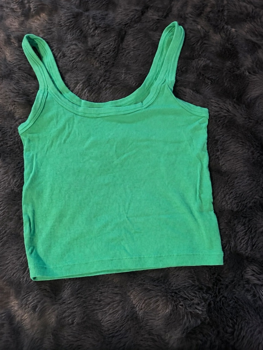 Green Ribbed Scoop Neck Tank